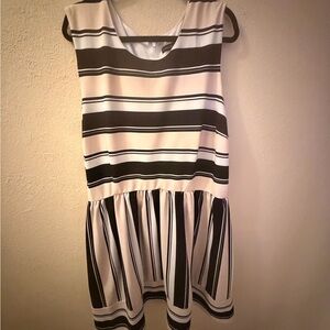 Lane Bryant Black, Pink, and White Striped Mini Dress